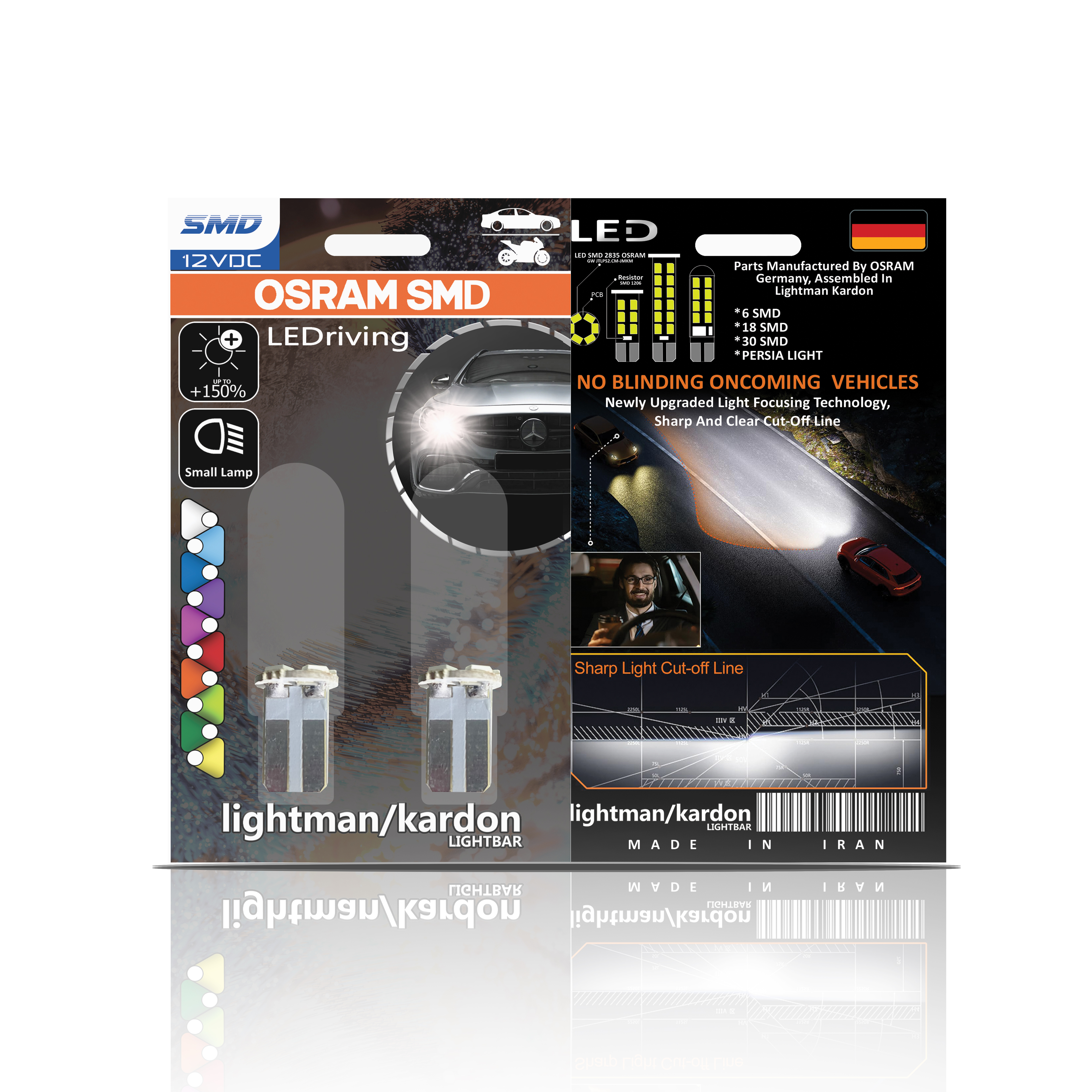 لامپ خودرو 6SMD اسرام آلمان برند lightman/kardon مدل LEDriving