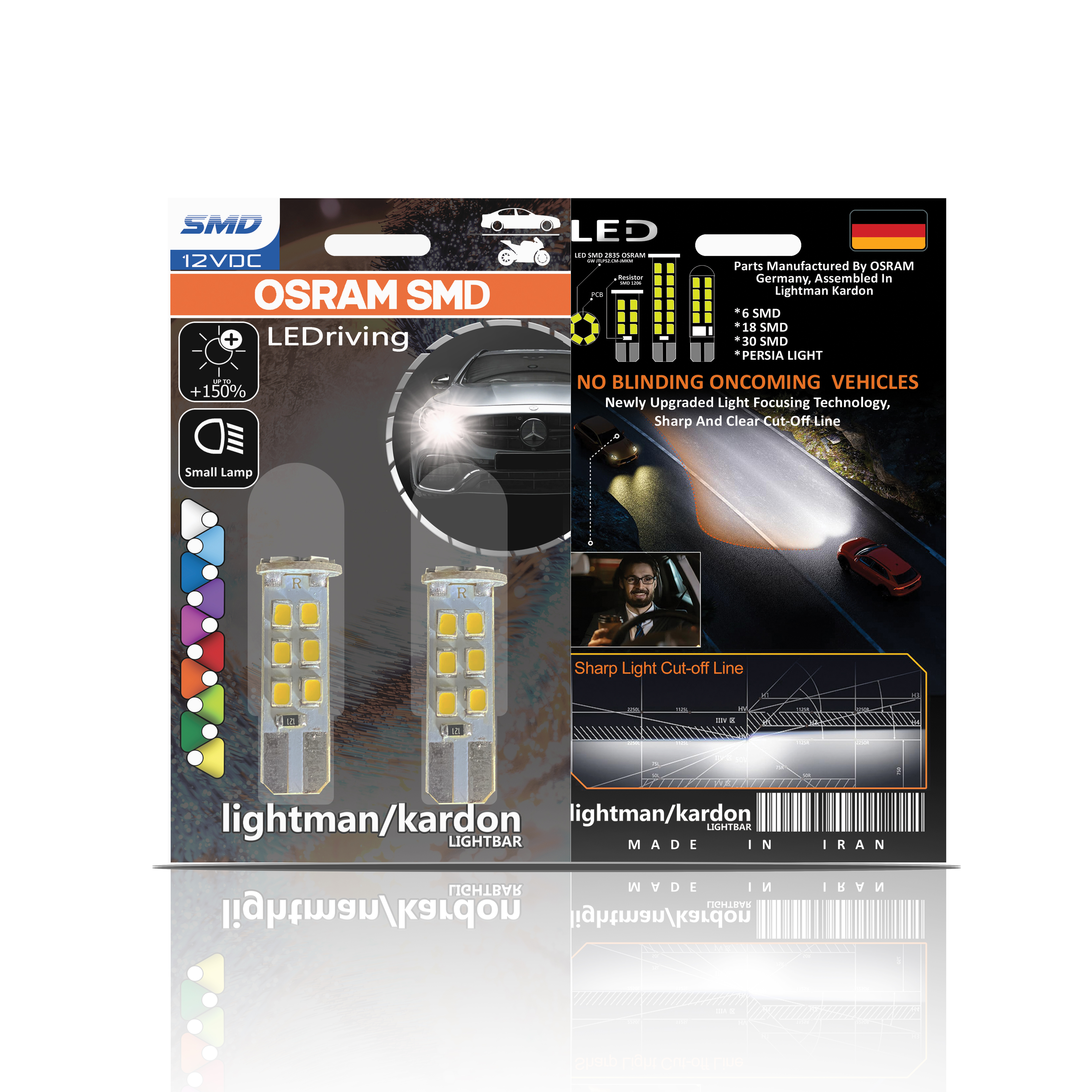 لامپ خودرو 18SMD اسرام آلمان برند lightman/kardon مدل LEDriving