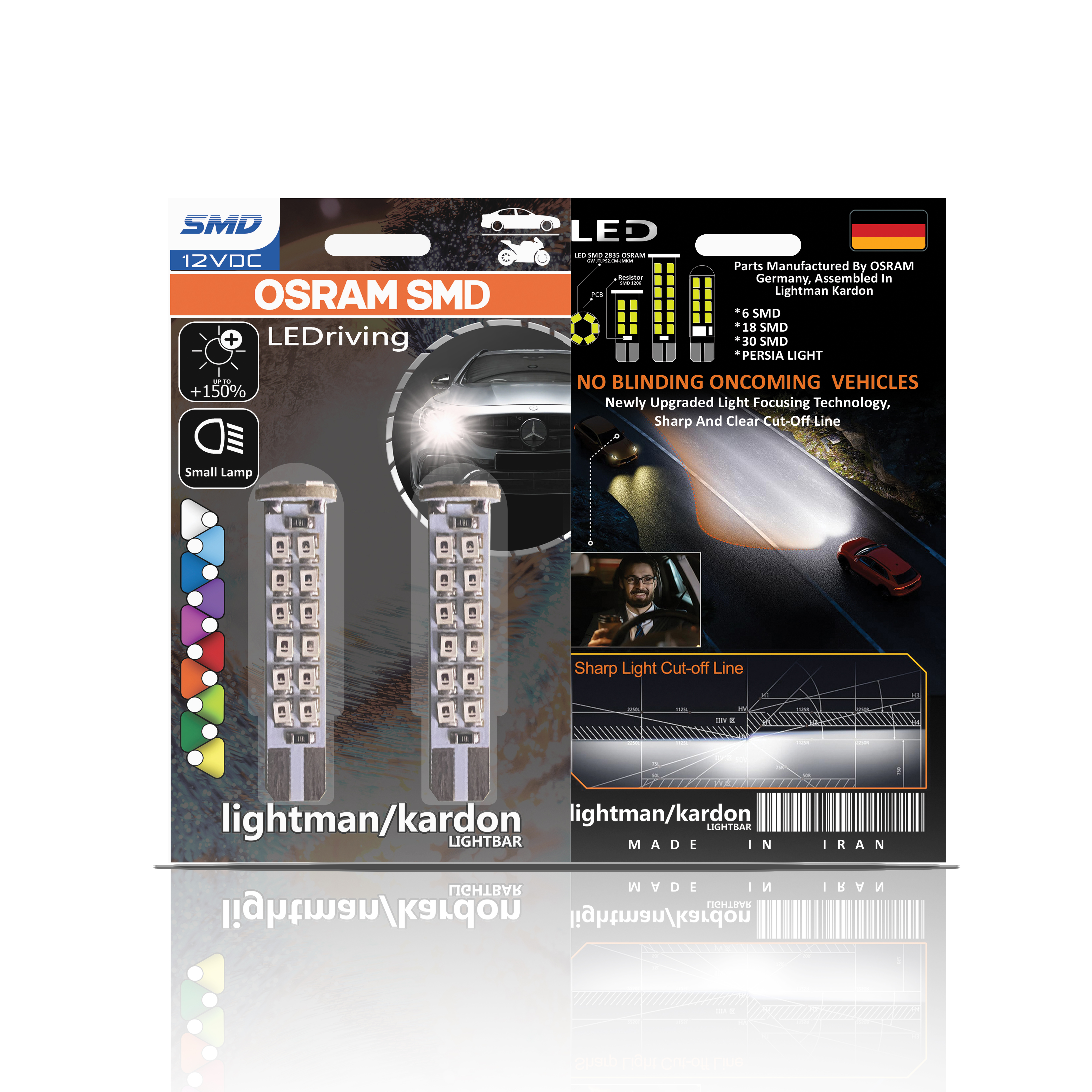 لامپ خودرو 30SMD اسرام آلمان برند lightman/kardon مدل LEDriving